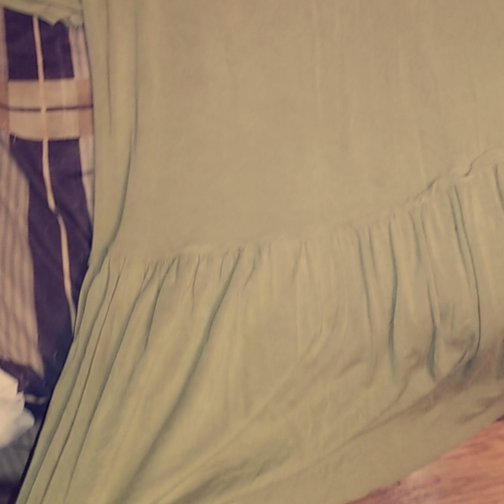 Flowy long ish olive green shirt